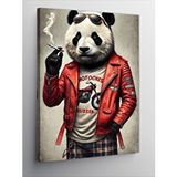 Tablomega Kanvas Tablo Derin Düşünceli Panda Ve Motosiklet Teması