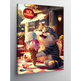 Tablomega Kanvas Tablo Dondurma Yiyen Kedi
