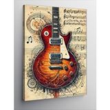 Tablomega Kanvas Tablo Elektrik Gitar Ve Nota