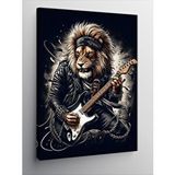 Tablomega Kanvas Tablo Elektro Gitar Çalan Kurt