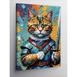 Tablomega Kanvas Tablo Elinde Kılıç Olan Kedi
