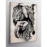Tablomega Kanvas Tablo Fil Aslan Ve Zebra
