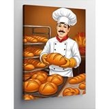 Tablomega Kanvas Tablo Fırıncı Şef Ve Ekmekler
