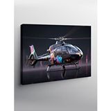 Tablomega Kanvas Tablo Gece Uçan Helikopter