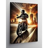 Tablomega Kanvas Tablo Gece Yarısı Motorcu