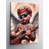 Tablomega Kanvas Tablo Gitar Çalan Dövmeli Çocuk