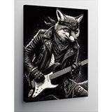 Tablomega Kanvas Tablo Gitar Çalan Kurt