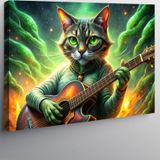 Tablomega Kanvas Tablo Gitar Çalan Uzaylı Kedi