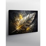 Tablomega Kanvas Tablo Gold Rengi Kuş Tüyü