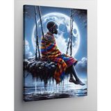 Tablomega Kanvas Tablo Gölde Sallanan Afrikalı Kadın