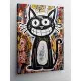 Tablomega Kanvas Tablo Gülümseyen Kedi Grafiti