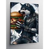 Tablomega Kanvas Tablo Hamburger Yiyen Kurt