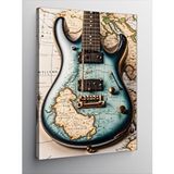 Tablomega Kanvas Tablo Harita Desenli Elektro Gitar