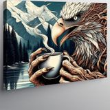 Tablomega Kanvas Tablo Kahve İçen Kartal