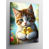 Tablomega Kanvas Tablo Kedi Ve Civcivler