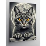 Tablomega Kanvas Tablo Kedi Ve Dolunay