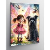 Tablomega Kanvas Tablo Kelebek Kanatlı Kız Ve Köpeği