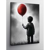 Tablomega Kanvas Tablo Kırmızı Balon Ve Küçük Çocuk