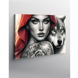 Tablomega Kanvas Tablo Kırmızı Başlıklı Kız Ve Kurt