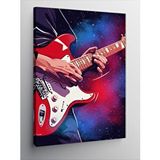Tablomega Kanvas Tablo Kırmızı Gitar Ve Kozmik Arka Plan