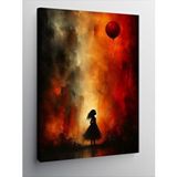 Tablomega Kanvas Tablo Kırmızı Uçan Balon Ve Çocuk