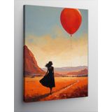 Tablomega Kanvas Tablo Kırmızı Uçan Balon Ve Kadın