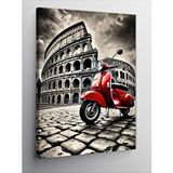 Tablomega Kanvas Tablo Kırmızı Vespa Ve Roma Kolezyumu
