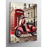 Tablomega Kanvas Tablo Kırmızı Vespa Ve Telefon Kulübesi
