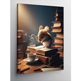 Tablomega Kanvas Tablo Kitap Okuyan Hamster