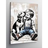 Tablomega Kanvas Tablo Küçük Çocuk Ve Sevimli Köpek