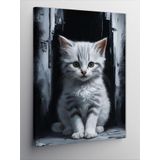 Tablomega Kanvas Tablo Masum Beyaz Kedi