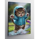 Tablomega Kanvas Tablo Mavi Montlu Kedi