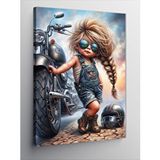 Tablomega Kanvas Tablo Motorcu Kız