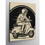 Tablomega Kanvas Tablo Motosiklet Süren Retro İskelet