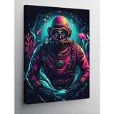 Tablomega Kanvas Tablo Neon Dalgıç