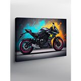 Tablomega Kanvas Tablo Neon Işıklı Motosiklet Çizimi