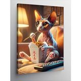 Tablomega Kanvas Tablo Noodle Yiyen Kedi