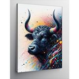 Tablomega Kanvas Tablo Öküz Ve Renkli Desenler