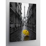 Tablomega Kanvas Tablo Paris Sokaklarında Sarı Şemsiye