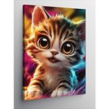 Tablomega Kanvas Tablo Renkli Fon Yavru Kedi