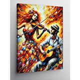 Tablomega Kanvas Tablo Renkli Gitar Ve Dans Eden Çift