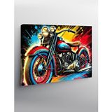 Tablomega Kanvas Tablo Renkli Retro Motosiklet