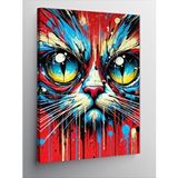 Tablomega Kanvas Tablo Renkli Ve Parlak Kedi Yüzü