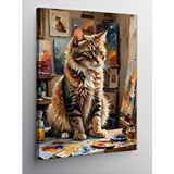 Tablomega Kanvas Tablo Resim Yapan Kedi