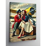 Tablomega Kanvas Tablo Retro Çift Ve Uçak