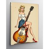Tablomega Kanvas Tablo Retro Kadın Ve Elektro Gitar