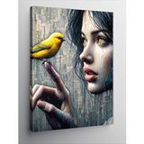 Tablomega Kanvas Tablo Sarı Kuş Ve Kız