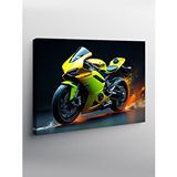 Tablomega Kanvas Tablo Sarı Spor Motosiklet Tasarımı