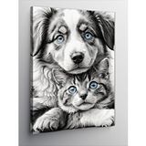 Tablomega Kanvas Tablo Sarılan Köpek Ve Kedi