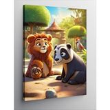 Tablomega Kanvas Tablo Sevimli Aslan Ve Panda